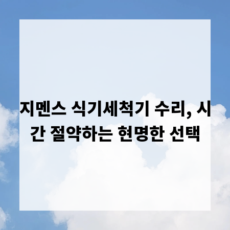 지멘스 식기세척기 수리, 시간 절약하는 현명한 선택