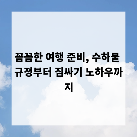 꼼꼼한 여행 준비, 수하물 규정부터 짐싸기 노하우까지