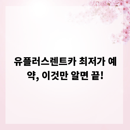 유플러스렌트카 최저가 예약, 이것만 알면 끝!