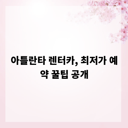 아틀란타 렌터카, 최저가 예약 꿀팁 공개