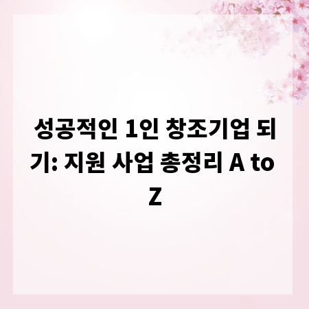 성공적인 1인 창조기업 되기: 지원 사업 총정리 A to Z