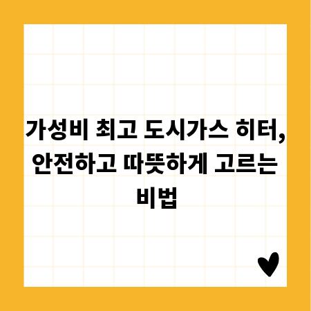 가성비 최고 도시가스 히터, 안전하고 따뜻하게 고르는 비법