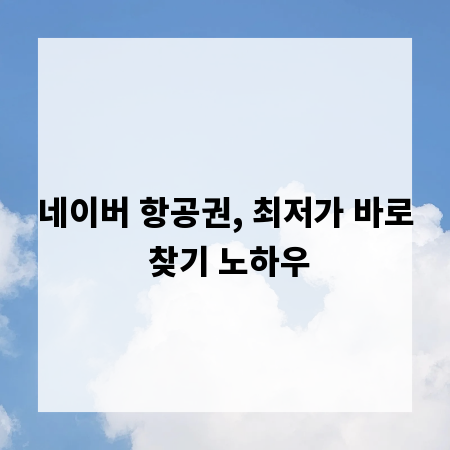 네이버 항공권, 최저가 바로 찾기 노하우