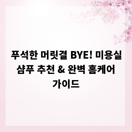 푸석한 머릿결 BYE! 미용실 샴푸 추천 & 완벽 홈케어 가이드