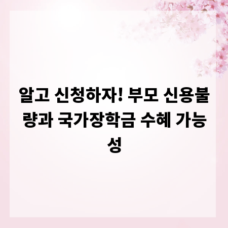 알고 신청하자! 부모 신용불량과 국가장학금 수혜 가능성