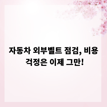 자동차 외부벨트 점검, 비용 걱정은 이제 그만!