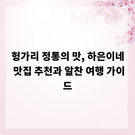 헝가리 정통의 맛, 하은이네 맛집 추천과 알찬 여행 가이드